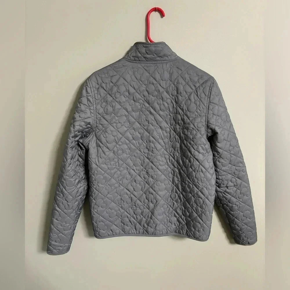 Walt Disney World Mickey Mouse Gray Quilted Gray Jacket Coat Size Small Puffer - Picture 2 of 6